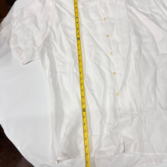 Pronto Uomo Men's 2XL 100% Linen Shirt‎ White Button up Short Sleeve - Picture 7 of 8